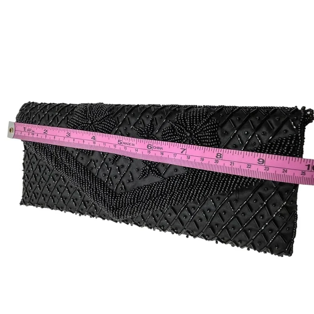 Beaded Clutch Purse Retro Evening Bag Vintage Black Opera Prom Wedding Formal